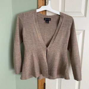 Tan / Light Brown Nannette Peplum Cardigan